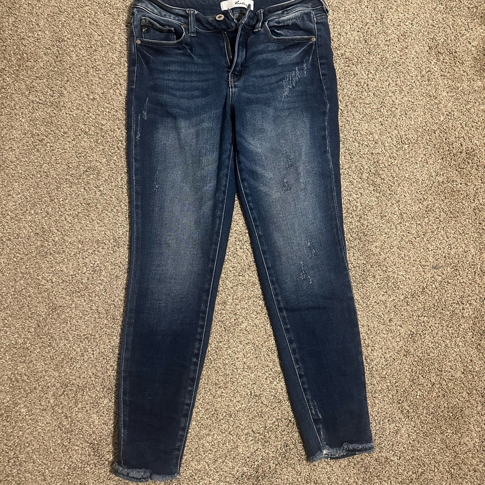 KanCan Blue Skinny Jeans with Distressed Detailing